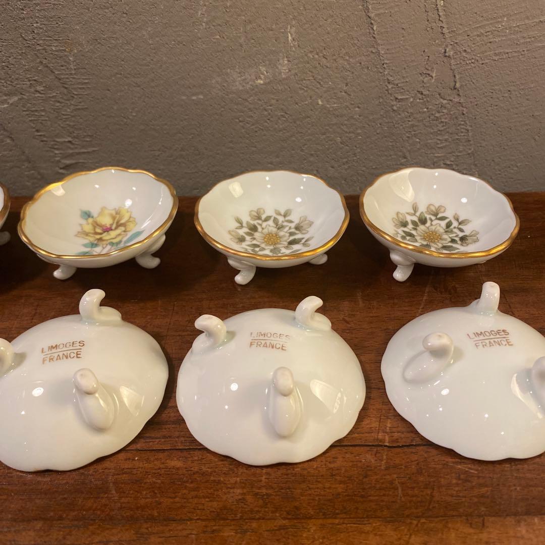 フランス リモージュ Limoges 脚付き ミニ小皿 小物入れ 10個