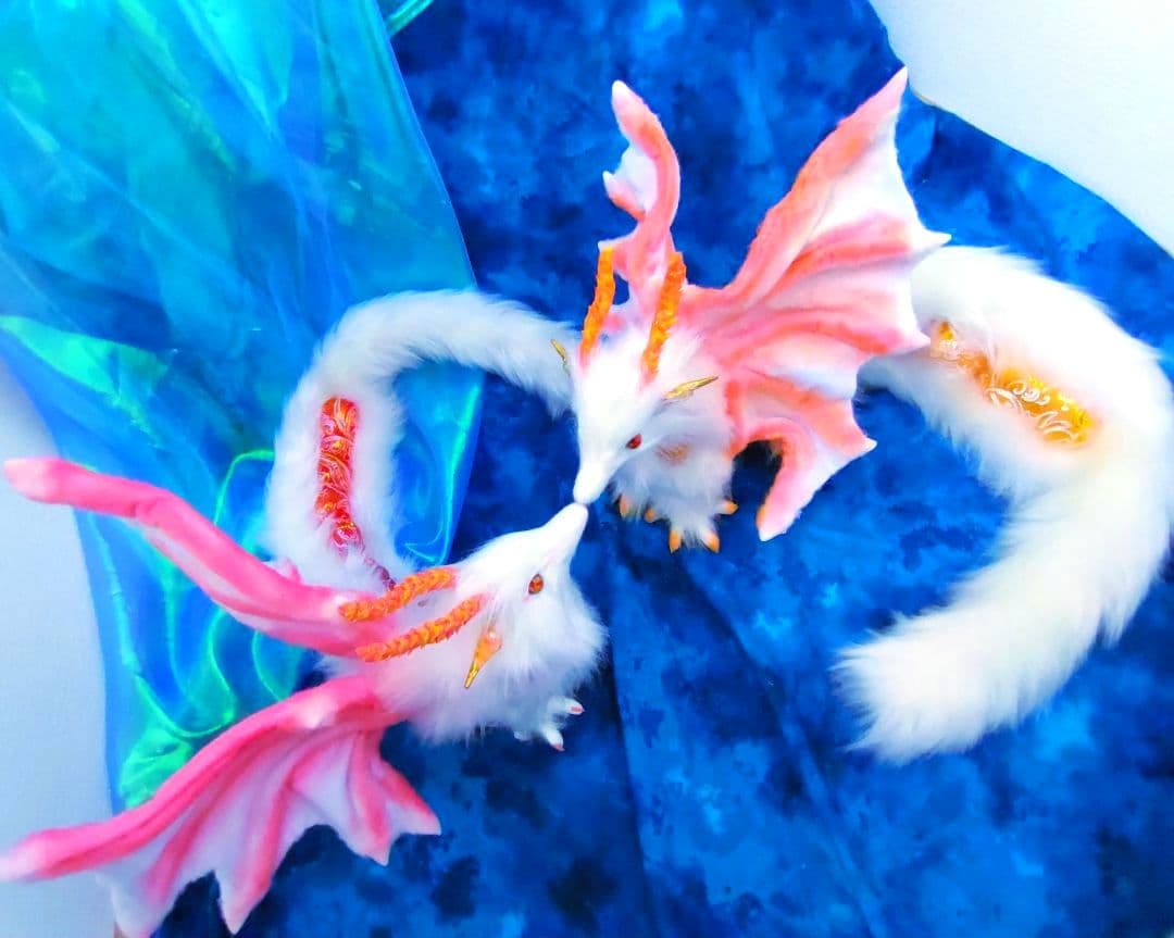 妖精翼龍アートドール ハンドメイドぬいぐるみ 龍 ドラゴン 神龍 幻獣 蓄光龍神