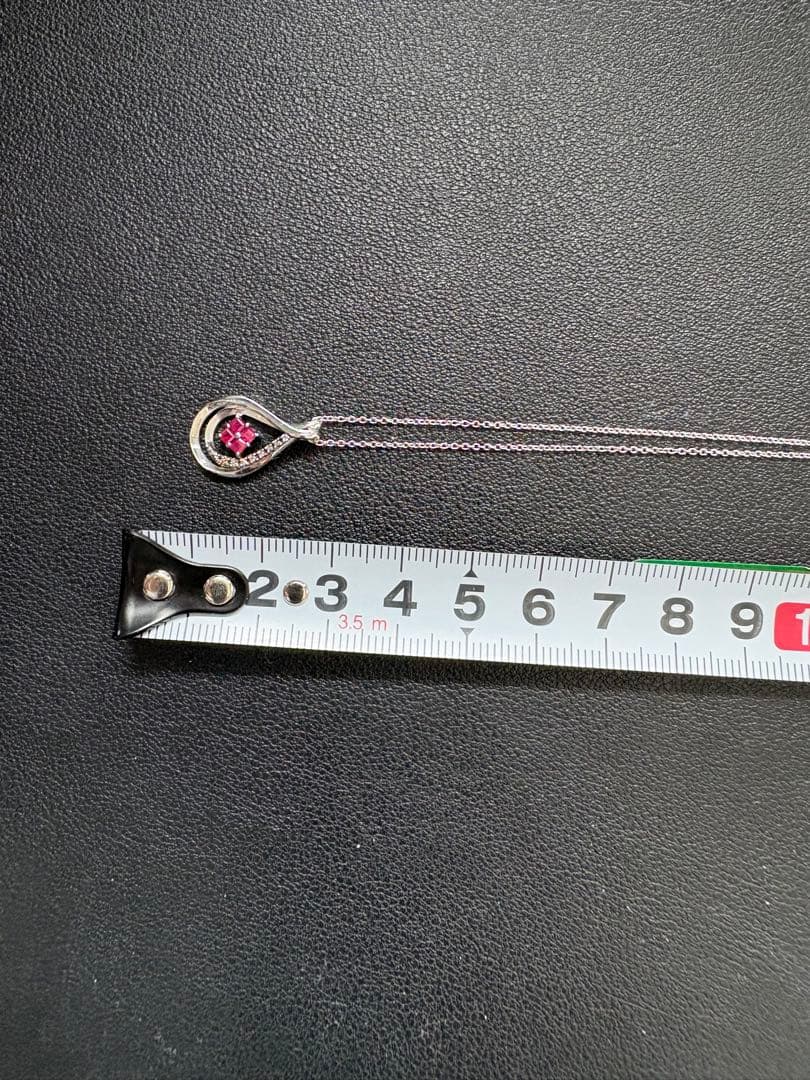 ESTELLE ルビー プラチナシルバー ネックレス 45cm