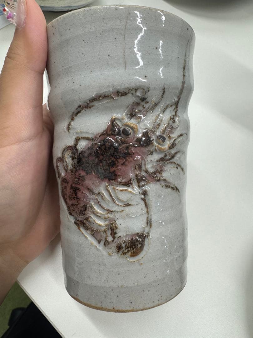 【市川清鱗 作】湯呑み5客＆絵皿1枚セット　手描き 和食器