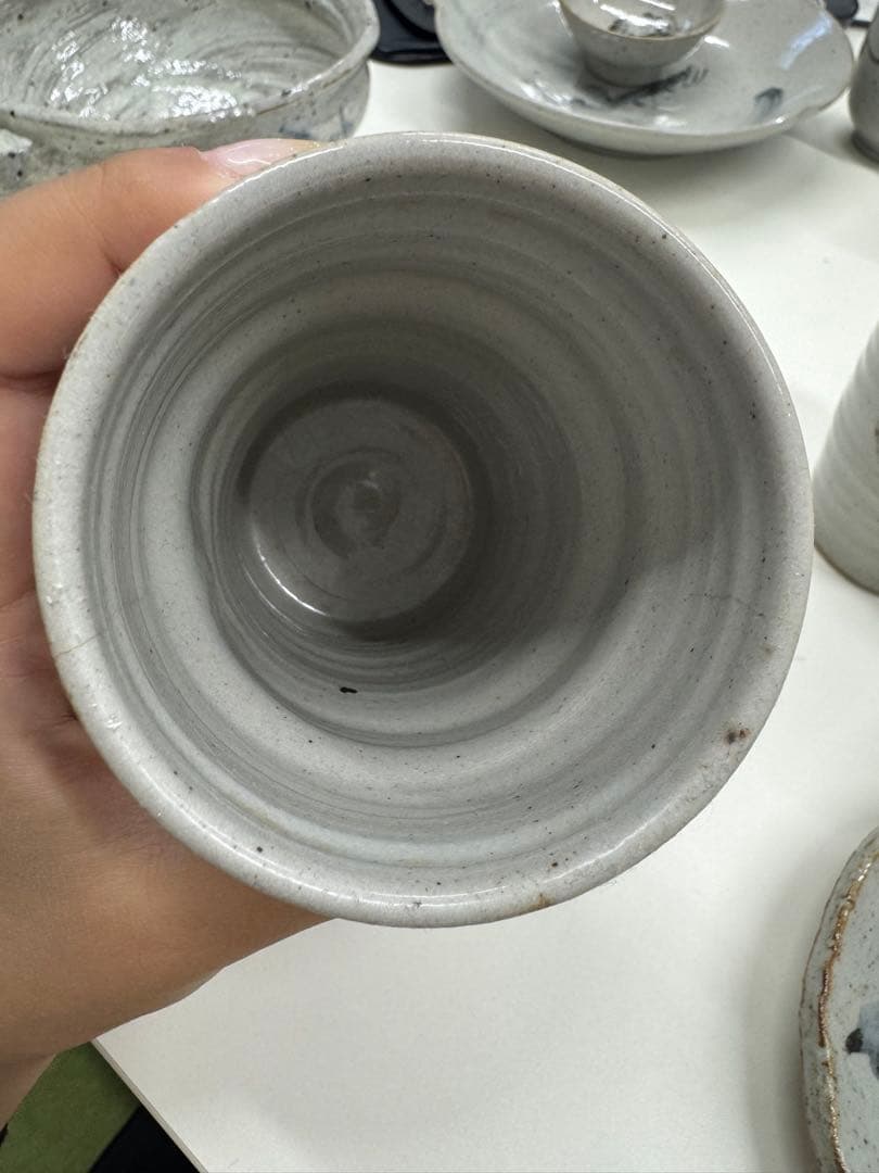 【市川清鱗 作】湯呑み5客＆絵皿1枚セット　手描き 和食器