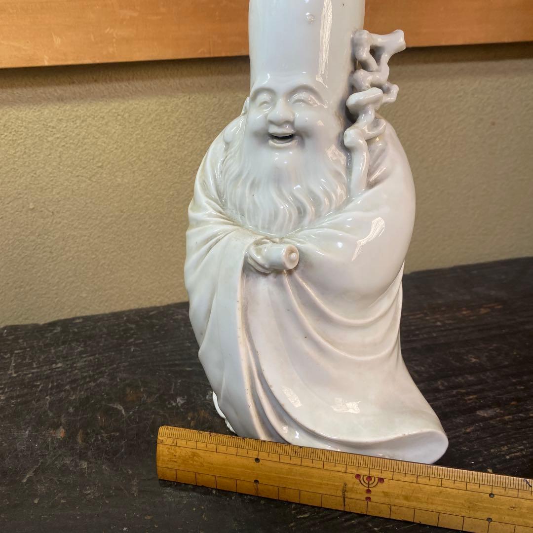 中国古玩　白磁福禄寿人物置物