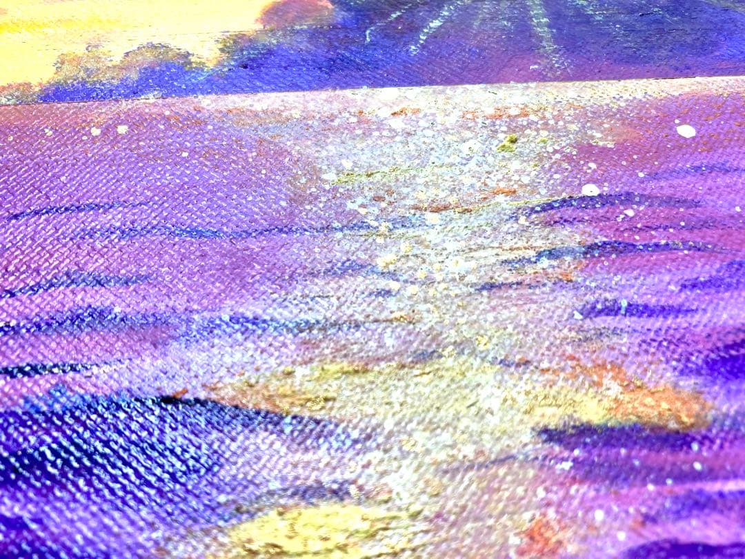 風景画　アクリル画　海　夕日　夕焼け　癒しのアート　開運