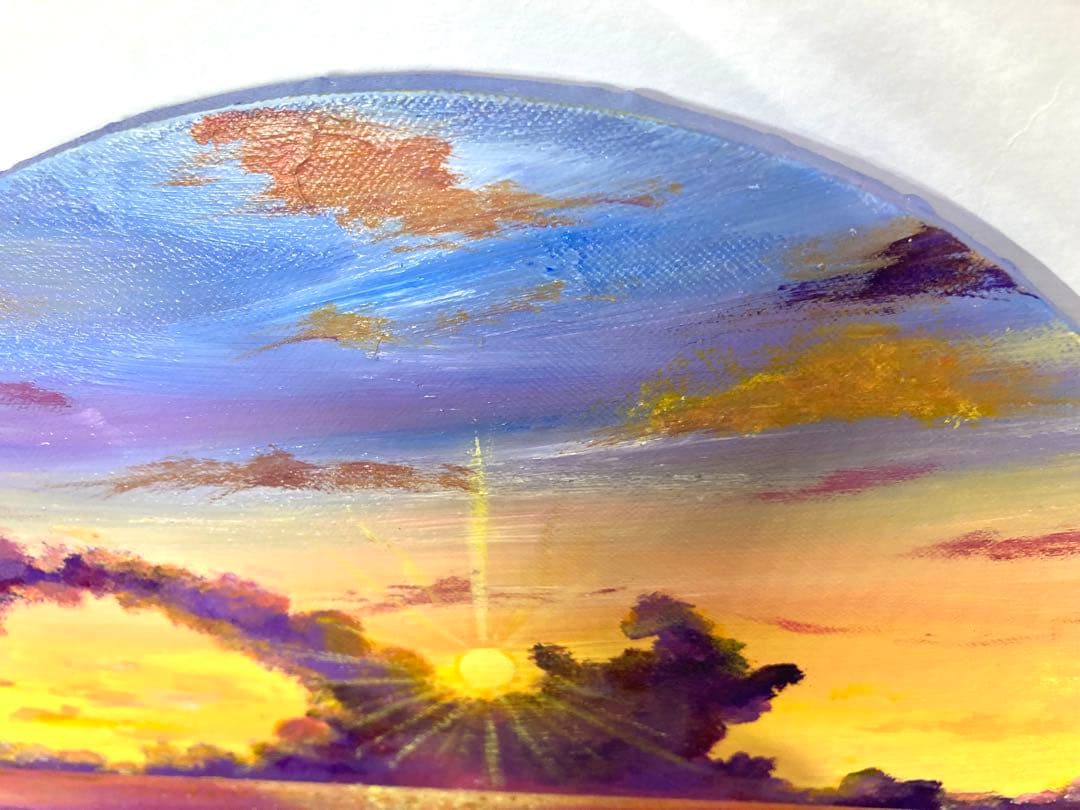 風景画　アクリル画　海　夕日　夕焼け　癒しのアート　開運