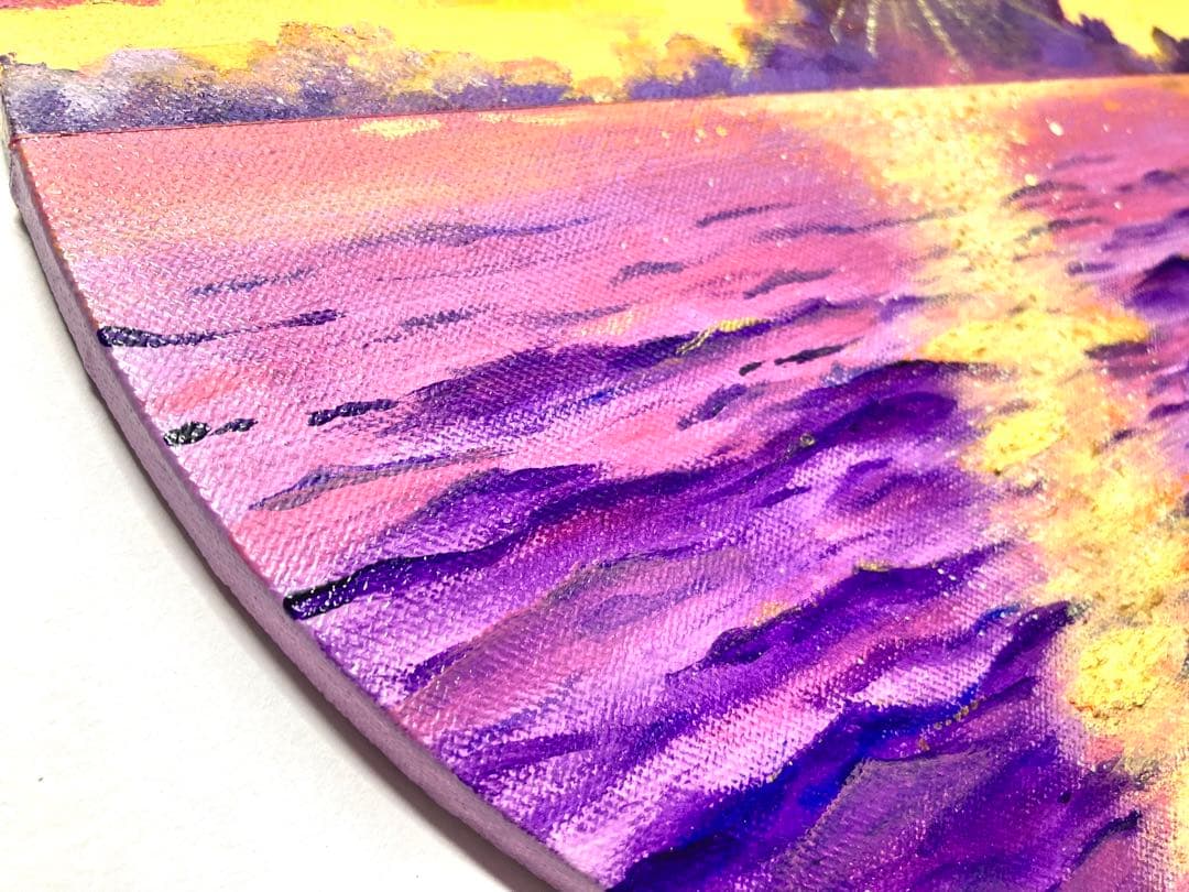 風景画　アクリル画　海　夕日　夕焼け　癒しのアート　開運