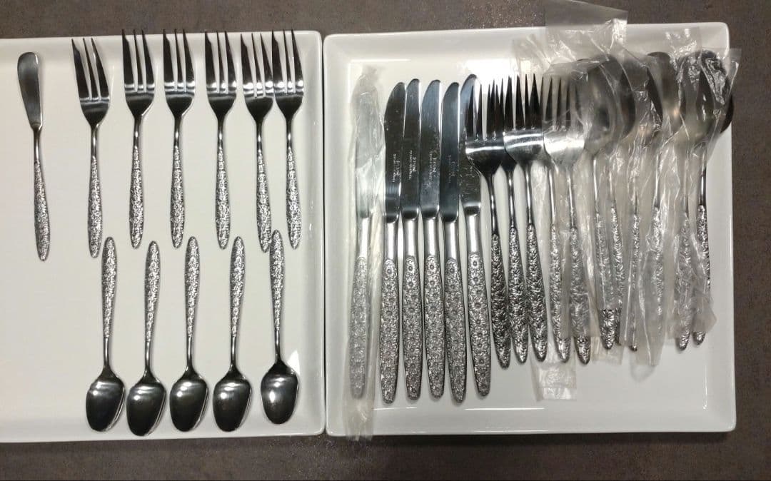 30本　昭和レトロ　ビンテージ　花柄カトラリーセット 29点 ステンレス 18