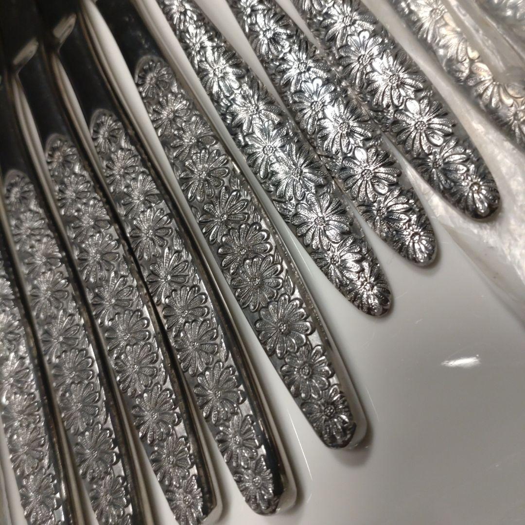 30本　昭和レトロ　ビンテージ　花柄カトラリーセット 29点 ステンレス 18