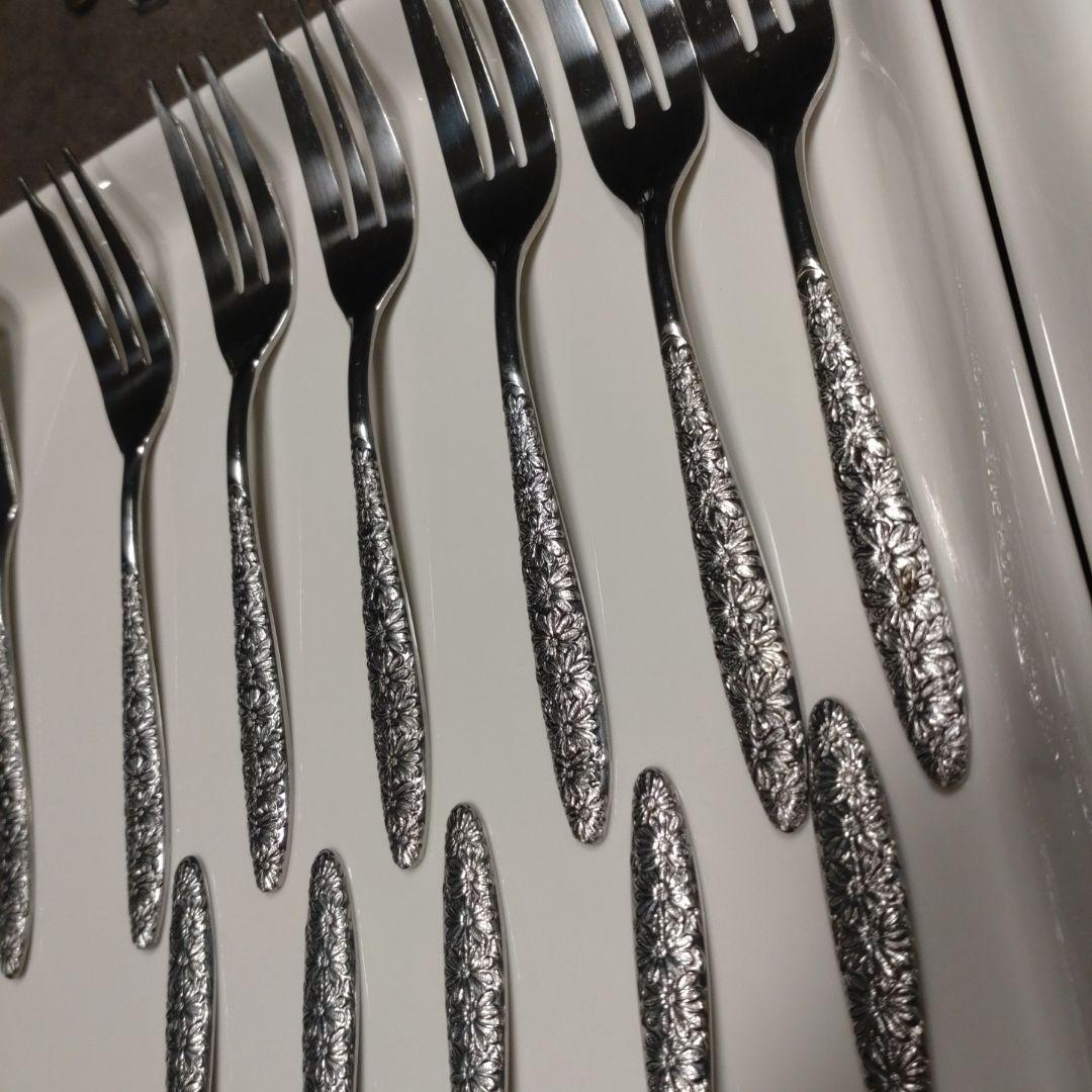 30本　昭和レトロ　ビンテージ　花柄カトラリーセット 29点 ステンレス 18