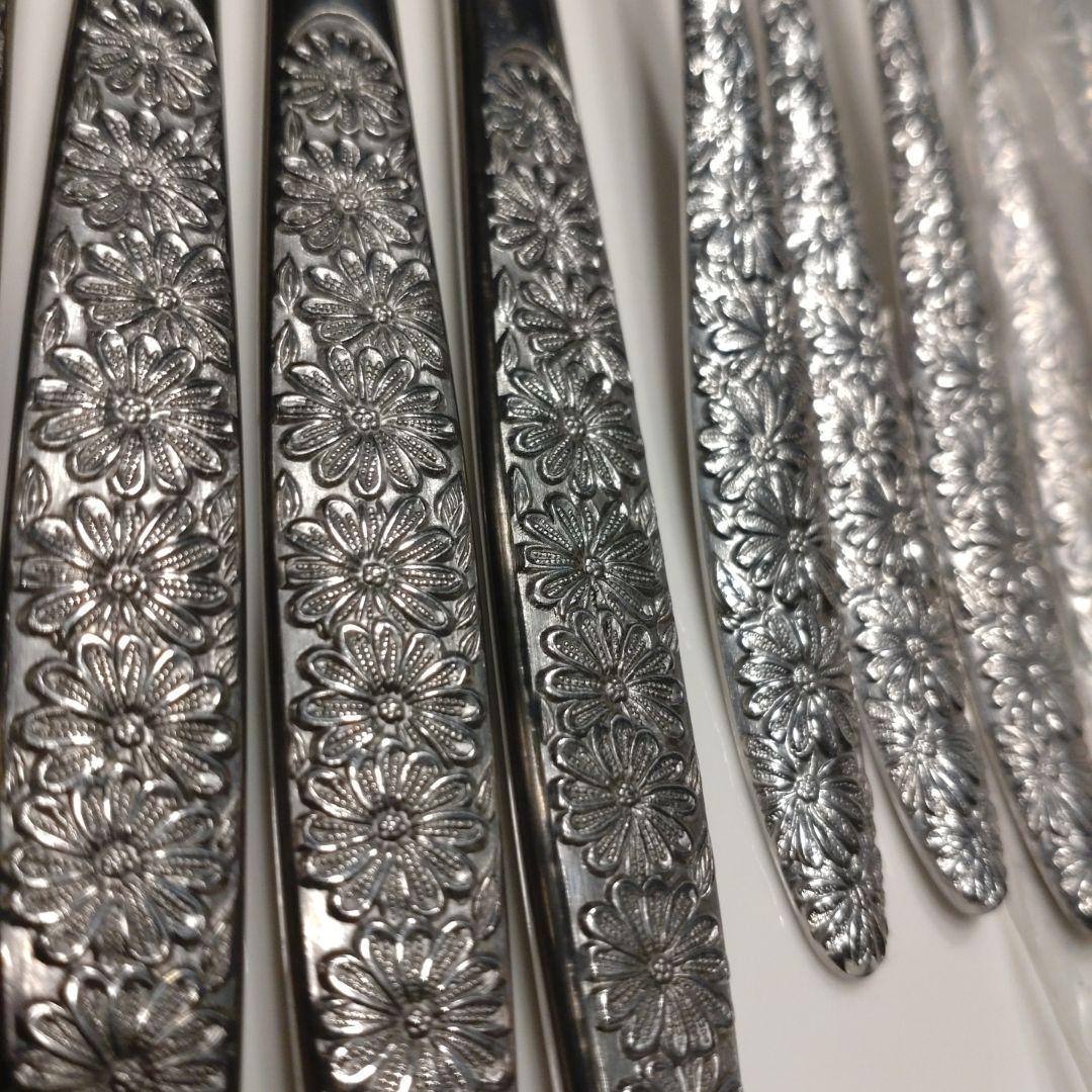 30本　昭和レトロ　ビンテージ　花柄カトラリーセット 29点 ステンレス 18