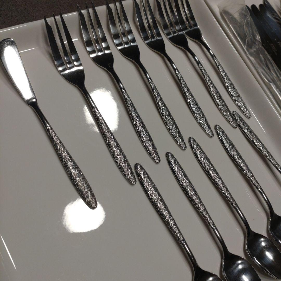 30本　昭和レトロ　ビンテージ　花柄カトラリーセット 29点 ステンレス 18