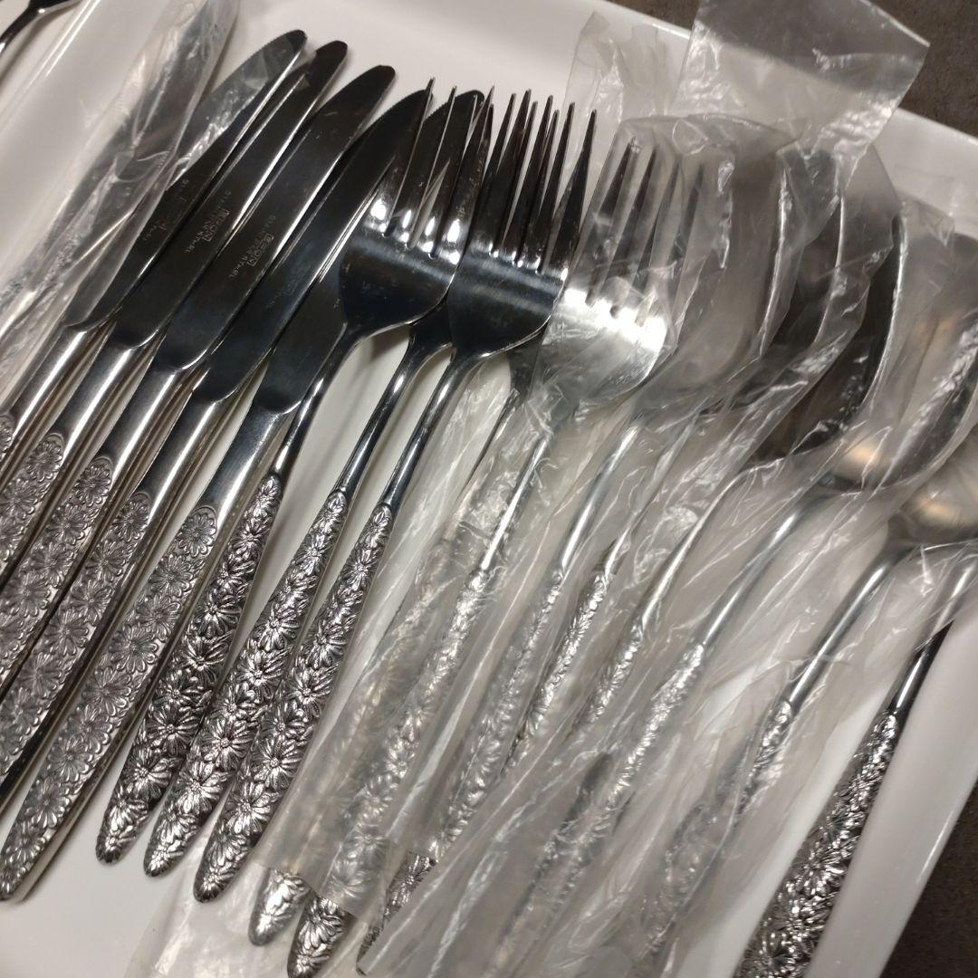 30本　昭和レトロ　ビンテージ　花柄カトラリーセット 29点 ステンレス 18