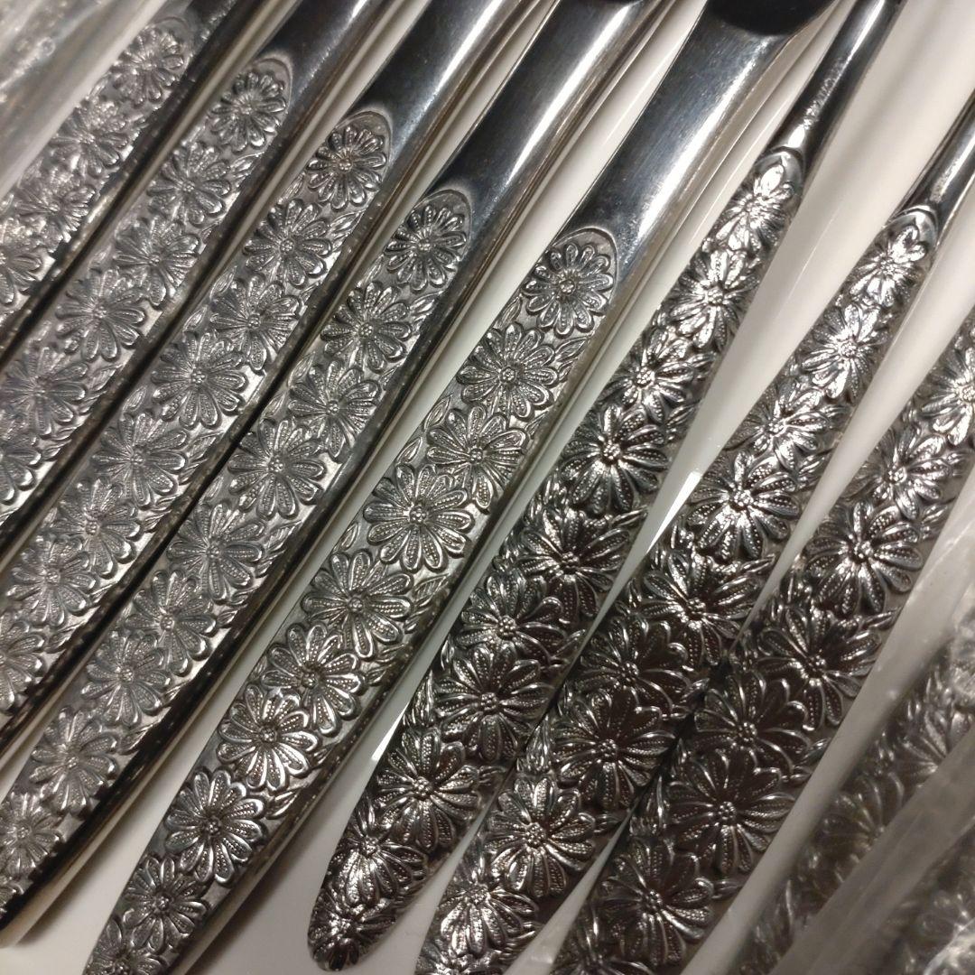 30本　昭和レトロ　ビンテージ　花柄カトラリーセット 29点 ステンレス 18