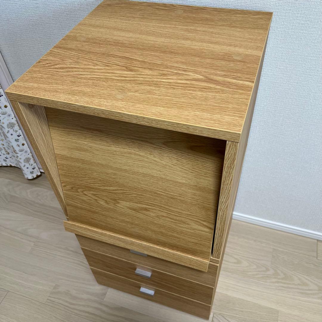 ベルメゾン　キューブボックス　奥行40cm フラップ　引き出し3杯