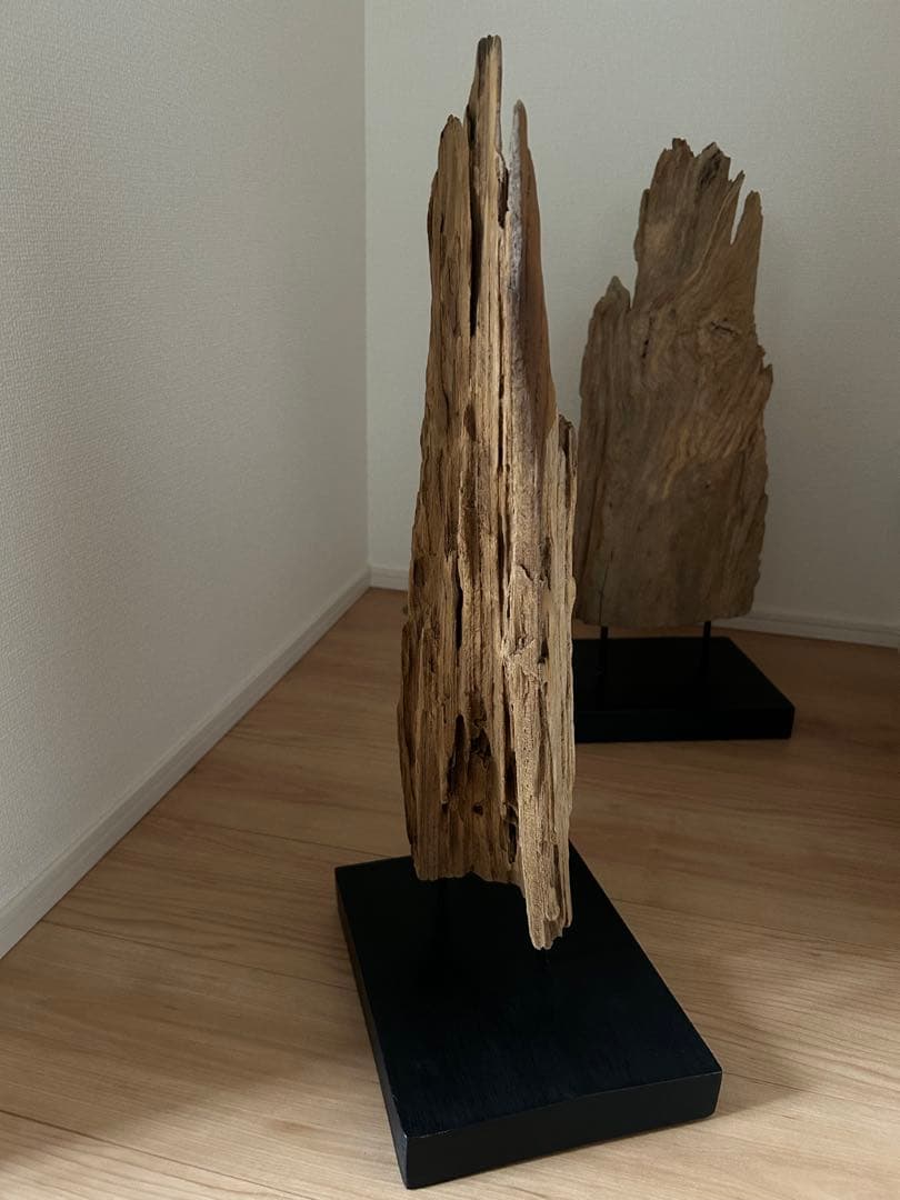ウッドオブジェ　コンテンポラリーアート　シュルレアリスム　流木アート　2点セット