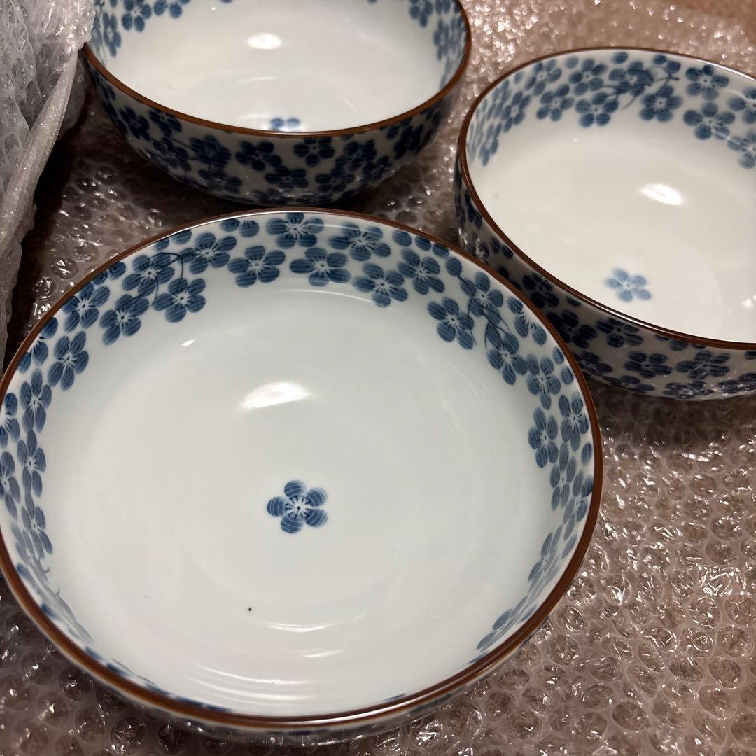 和柄　梅柄　ラーメン鉢　中鉢　そば皿12皿セット　丼ぶり　丼鉢　ボウル　うどん皿