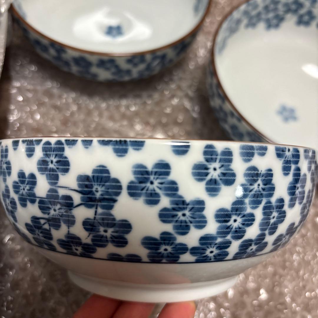 和柄　梅柄　ラーメン鉢　中鉢　そば皿12皿セット　丼ぶり　丼鉢　ボウル　うどん皿