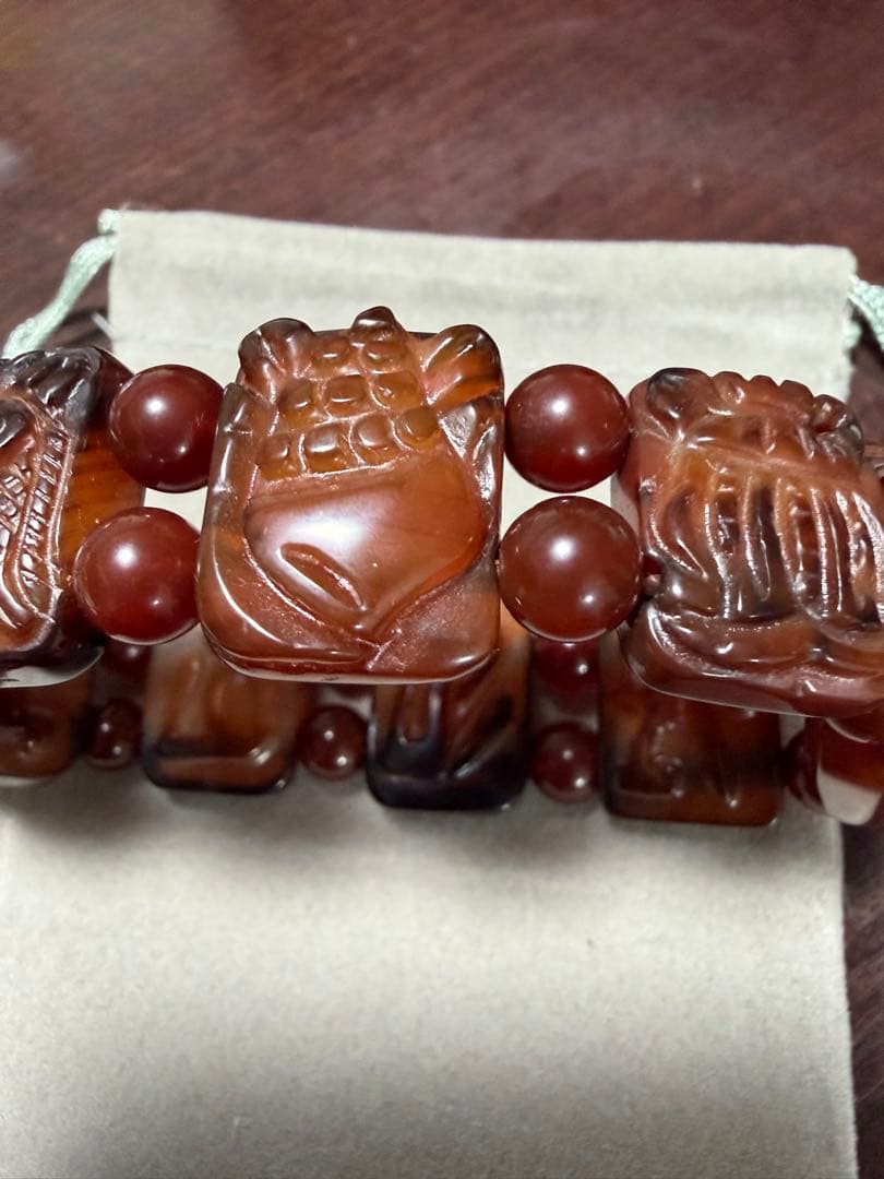 上肯老礦古代天珠‼️西蔵老礦古代精巧復元型天珠薬師珠念珠・八大吉祥財神梵字ブレス