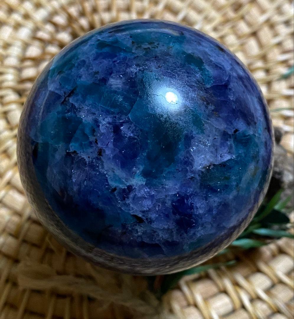 ★アイオライト with カイヤナイト エメラルド 共生★スフィア