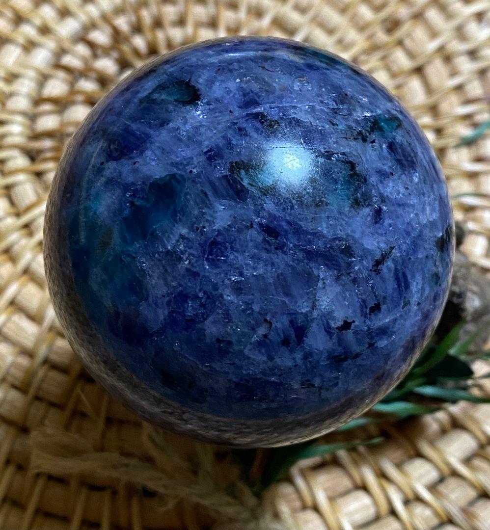 ★アイオライト with カイヤナイト エメラルド 共生★スフィア