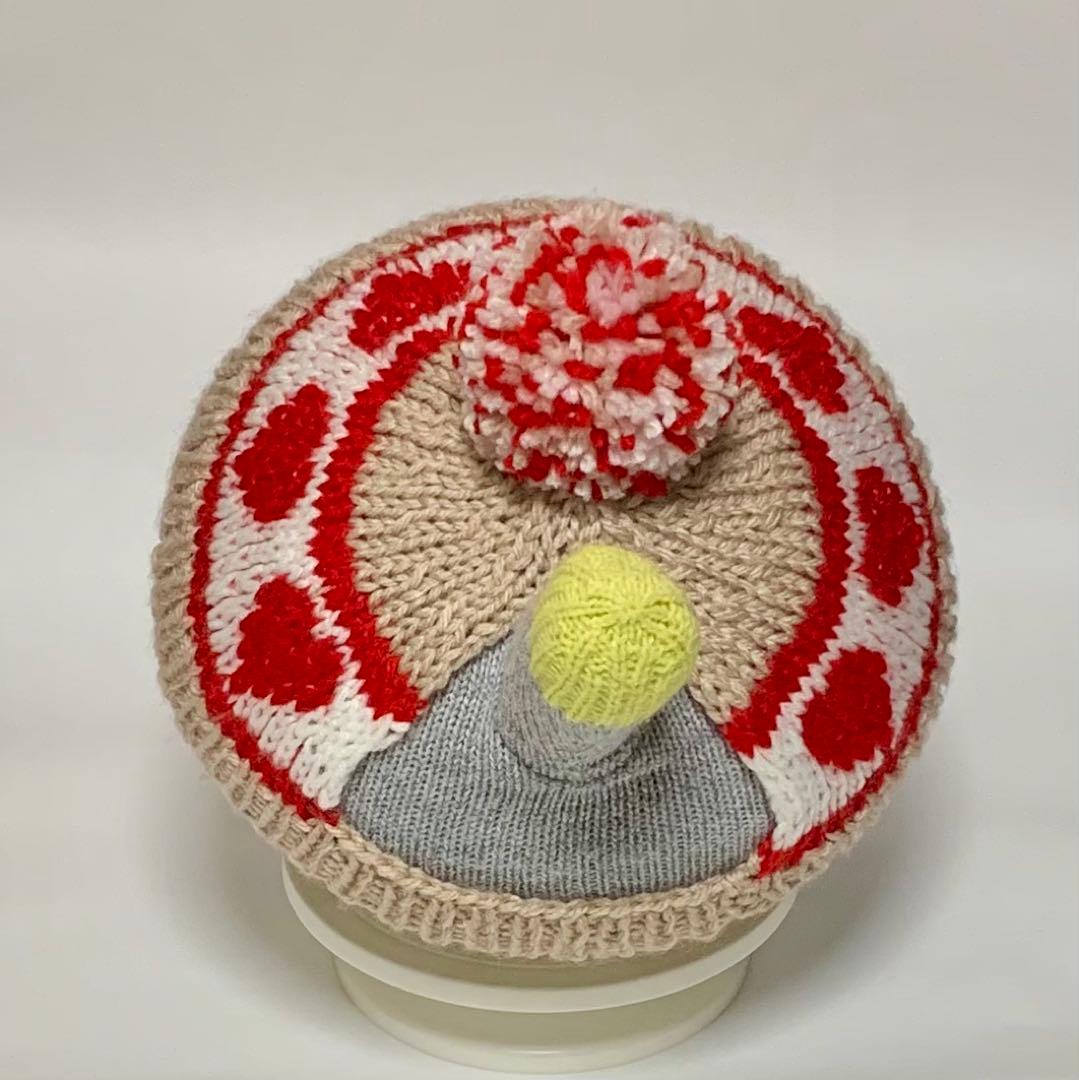 nanairo様リクエスト　ハート柄のニット帽（ベージュ、パープル、グレー）3点