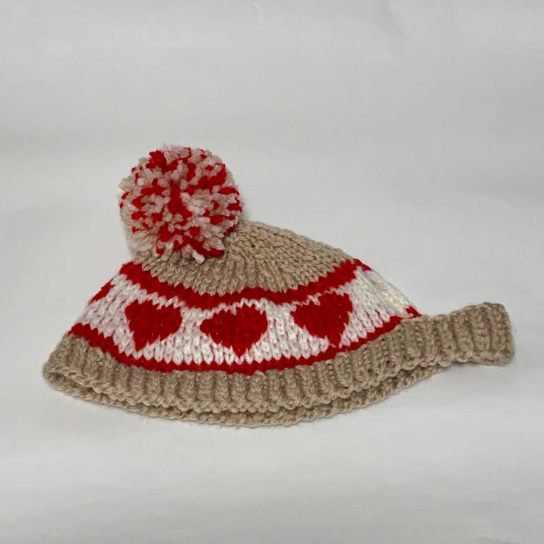 nanairo様リクエスト　ハート柄のニット帽（ベージュ、パープル、グレー）3点