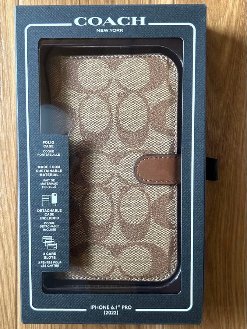 【新品未開封】COACH☆iPhone14PROフォリオ・シグネチャーキャンバス
