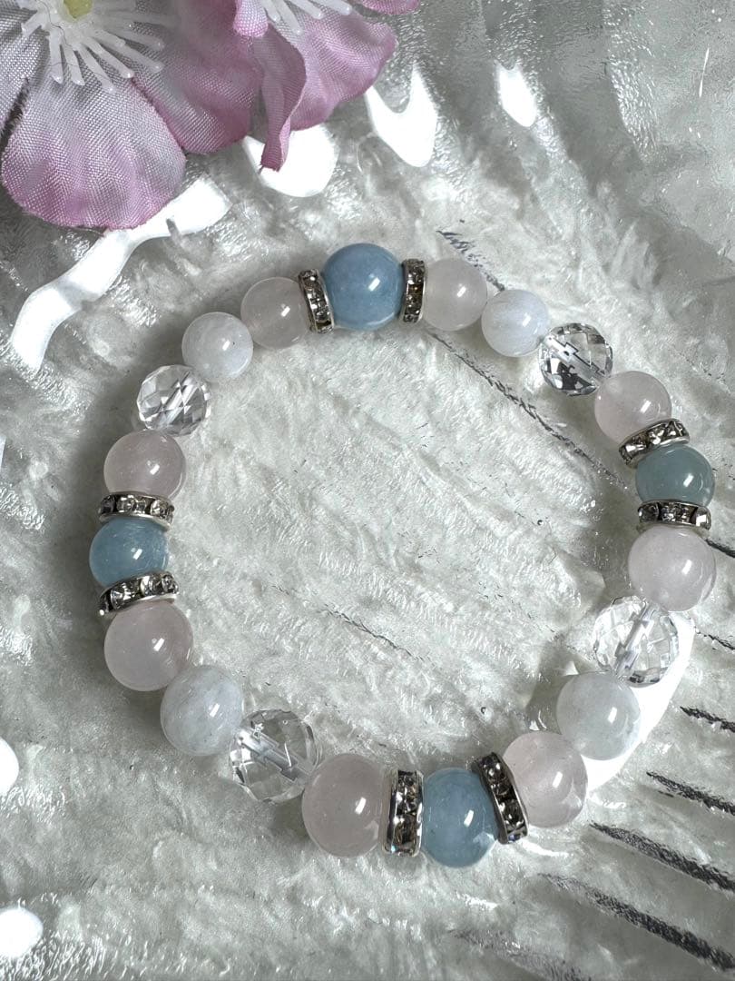 天然石アクアマリン ブレスレット 3月誕生石　約15cm