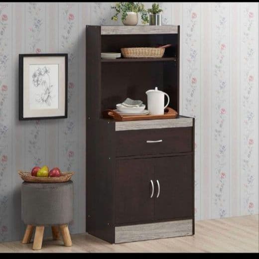 H　Hodedah キッチンキャビネット チョコレートグレー トールタイプ　YK