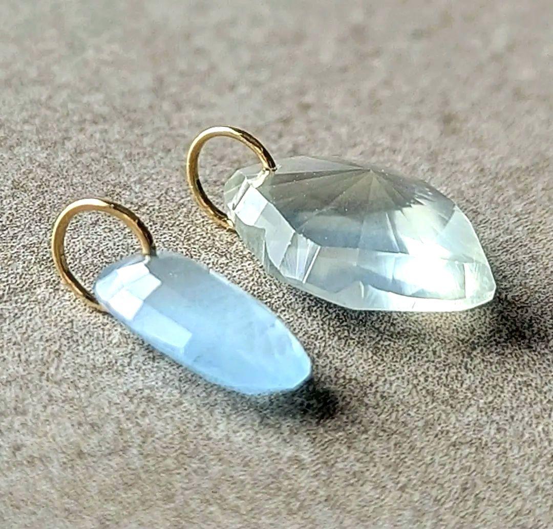 ♢べい♢訳あり♢K18 プレナイト＆ミルキーアクアマリン セットチャーム