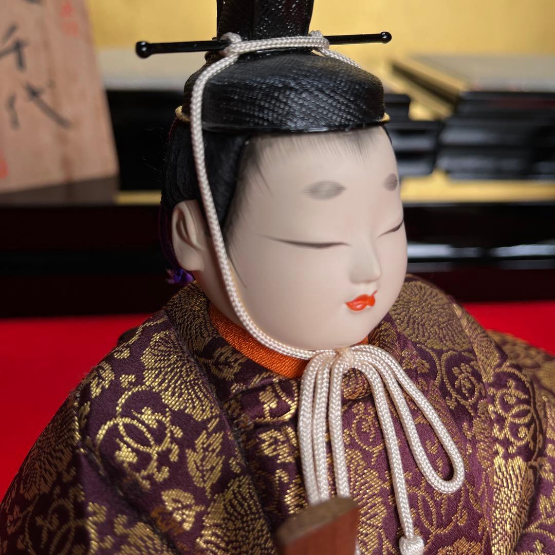 東玉工房　伝統工芸師、鈴木賢一　 江戸木目込￼雛人形　西陣織　木目込雛人形