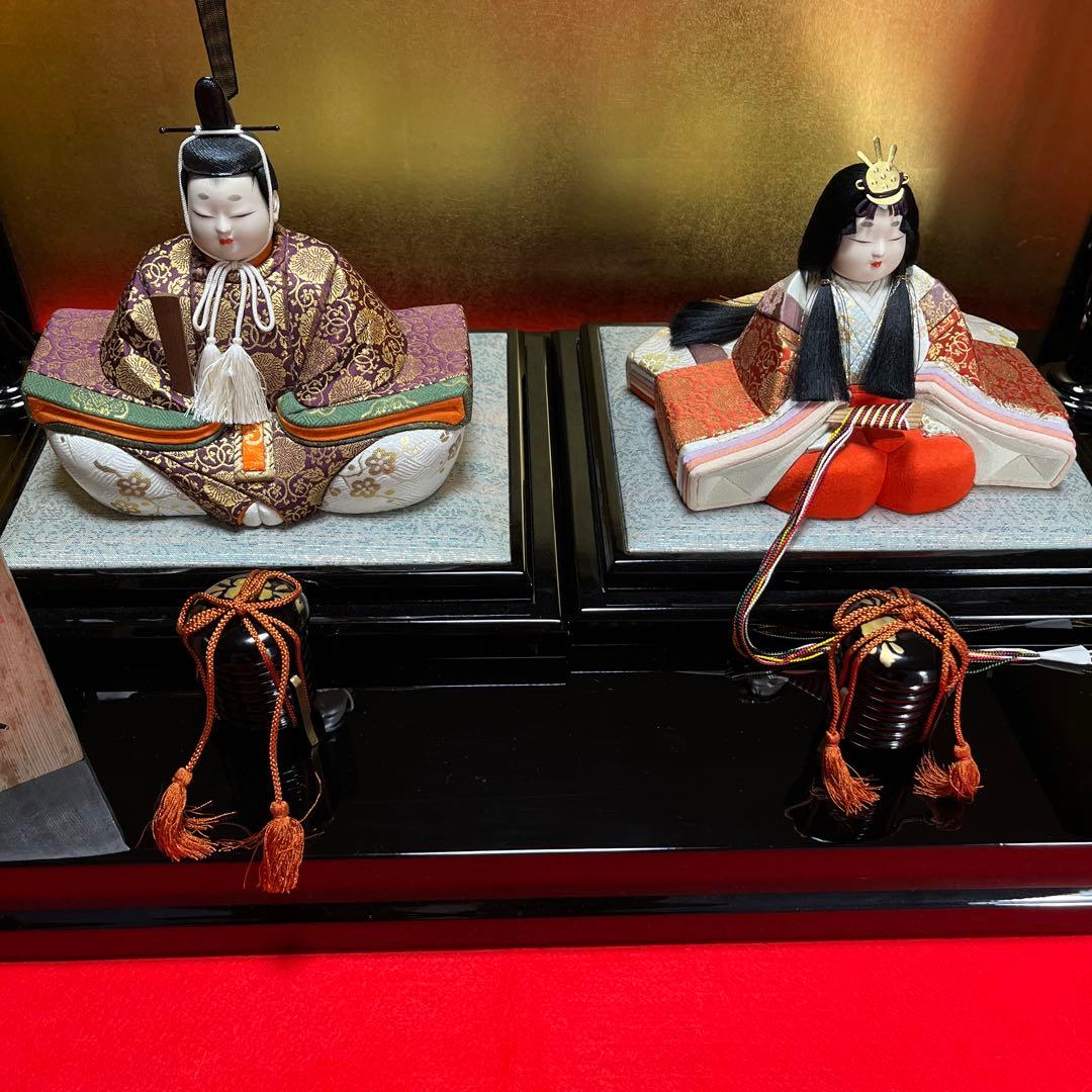 東玉工房　伝統工芸師、鈴木賢一　 江戸木目込￼雛人形　西陣織　木目込雛人形