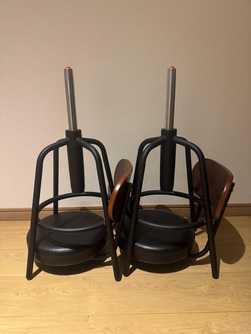 カウンターチェア 2脚セット 高さ調整可能※座面外して送ります