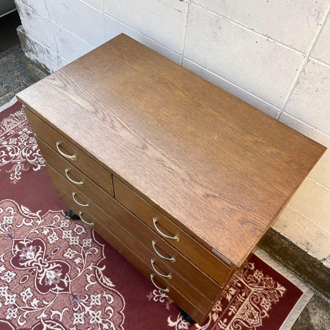 オーク材 木製家具◾️パラマウントベッド 脚×キャスター付き チェスト 収納棚