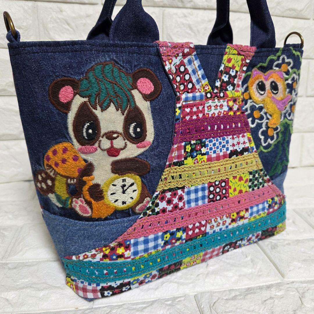 935 デニム＊リメイク＊刺繍＊バッグ＊トートバッグ