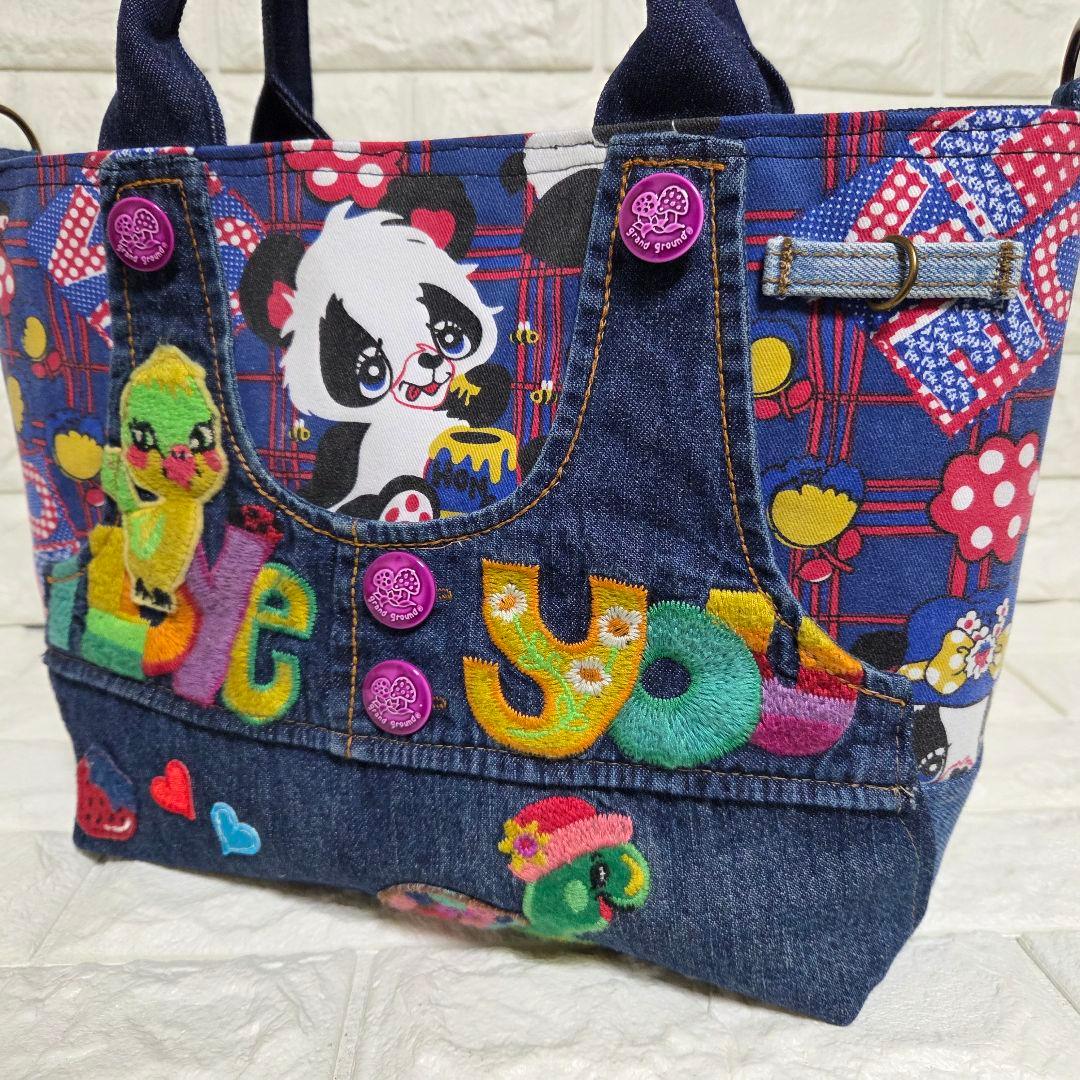 935 デニム＊リメイク＊刺繍＊バッグ＊トートバッグ
