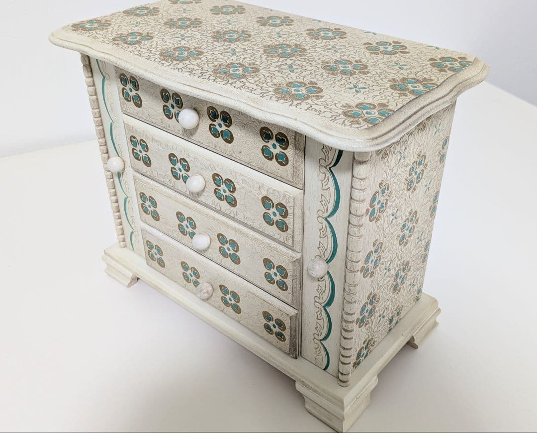 花柄装飾ジュエリーボックス アンティーク風 美品