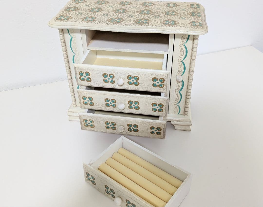 花柄装飾ジュエリーボックス アンティーク風 美品