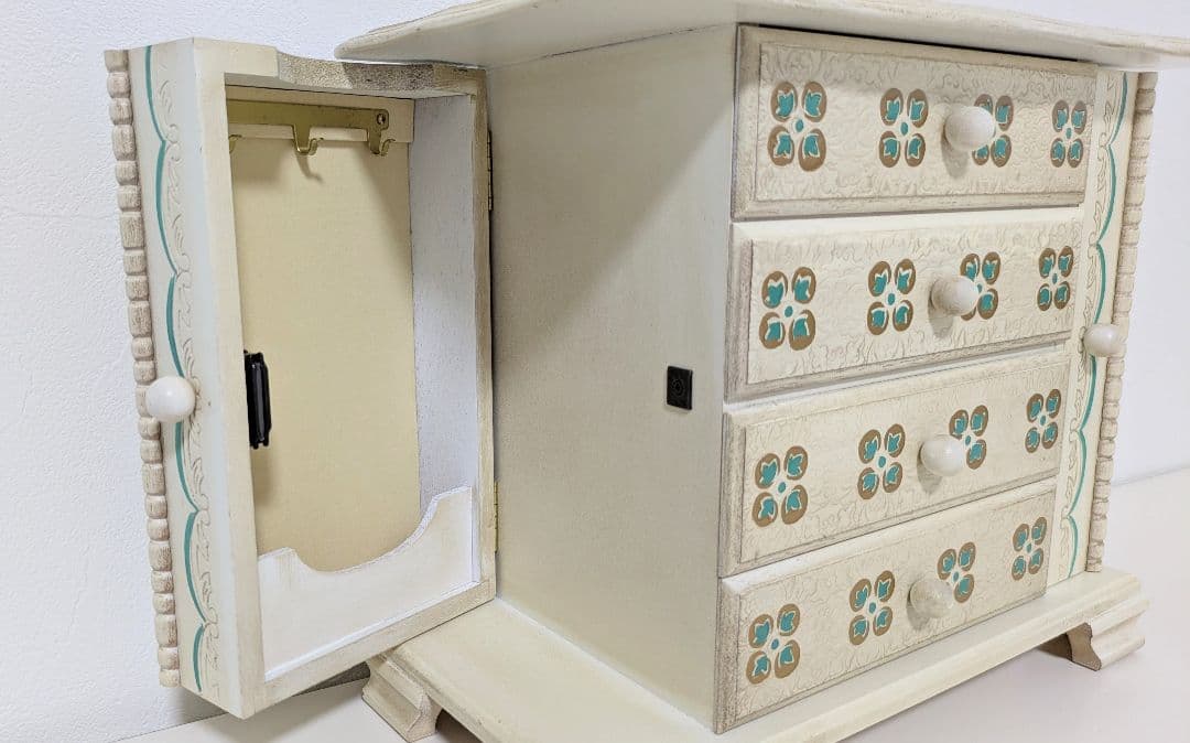 花柄装飾ジュエリーボックス アンティーク風 美品