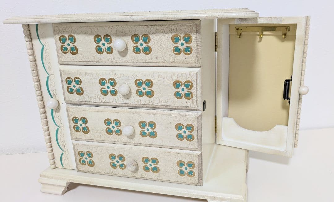 花柄装飾ジュエリーボックス アンティーク風 美品