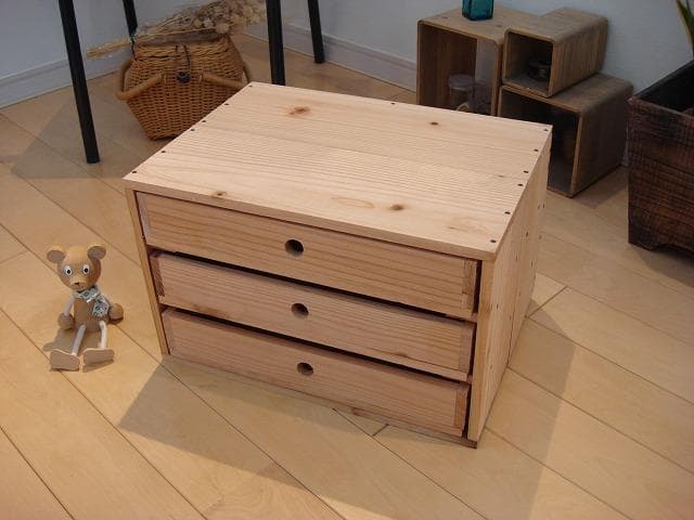 ちこ★送料無料★丸穴3段段引き出し