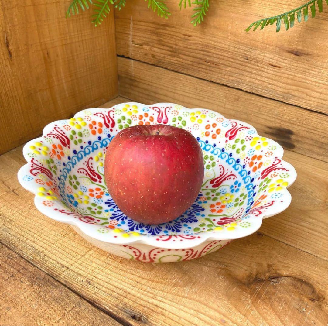 22cm☆新品☆【トルコ】ボウル 皿＊ホワイト 白＊ キュタフヤ 陶器