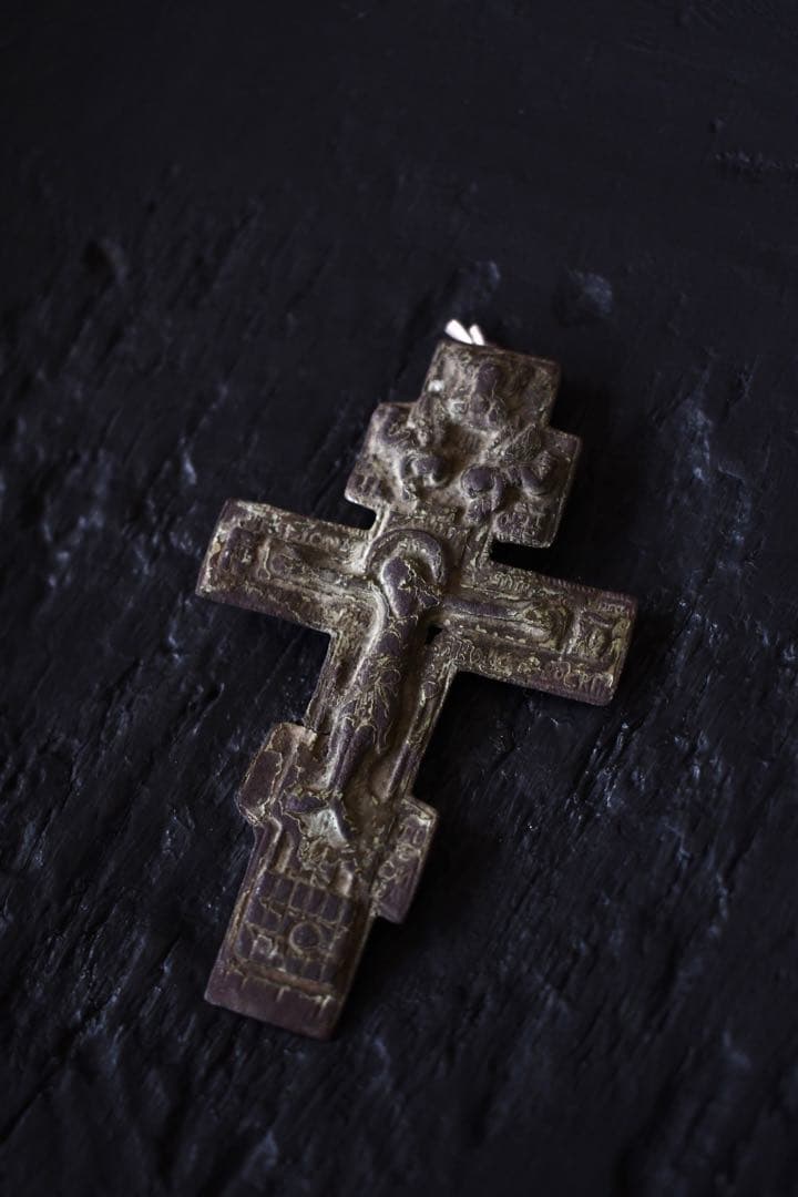 古道具　ロシア正教　十字架　キリスト　襤褸　18世紀　フレンチ　ヴィンテージ