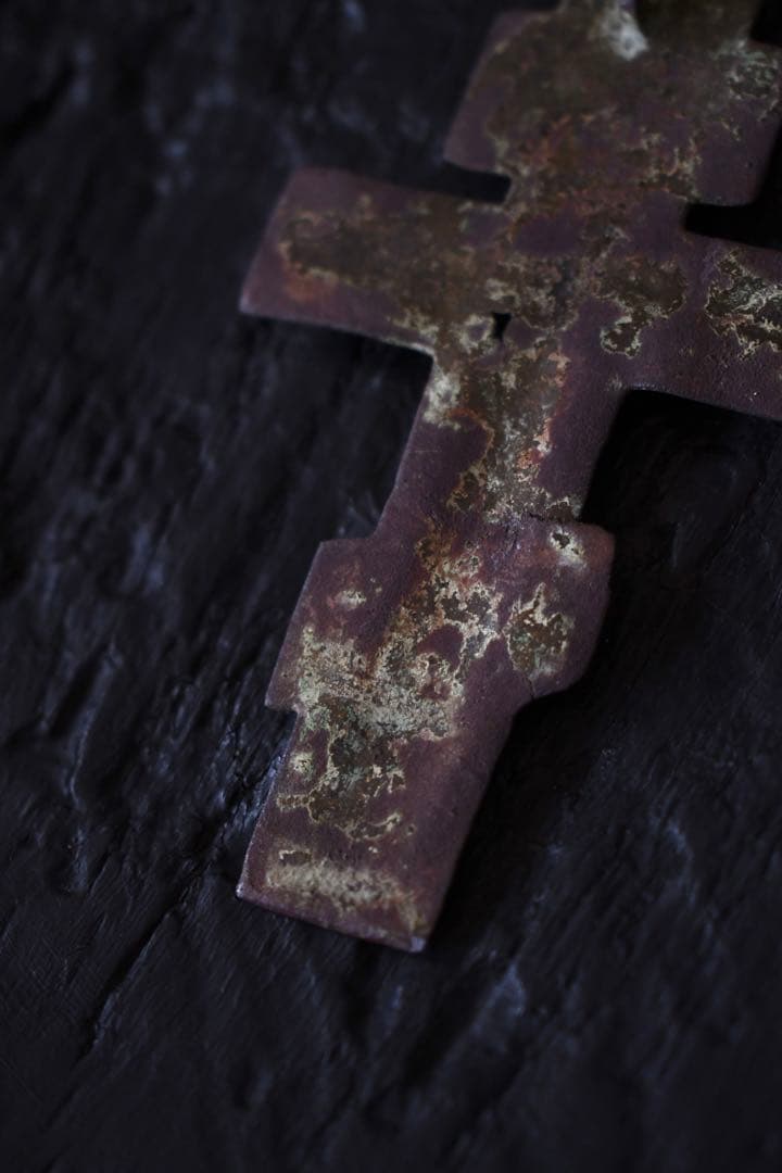 古道具　ロシア正教　十字架　キリスト　襤褸　18世紀　フレンチ　ヴィンテージ