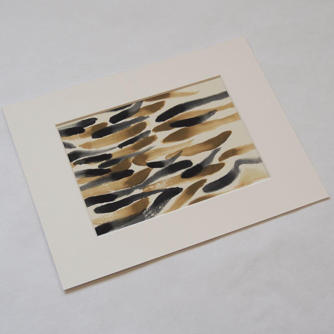 抽象画 オリジナル 作品 マット付き 絵画 現代アート Lee Ufan 風