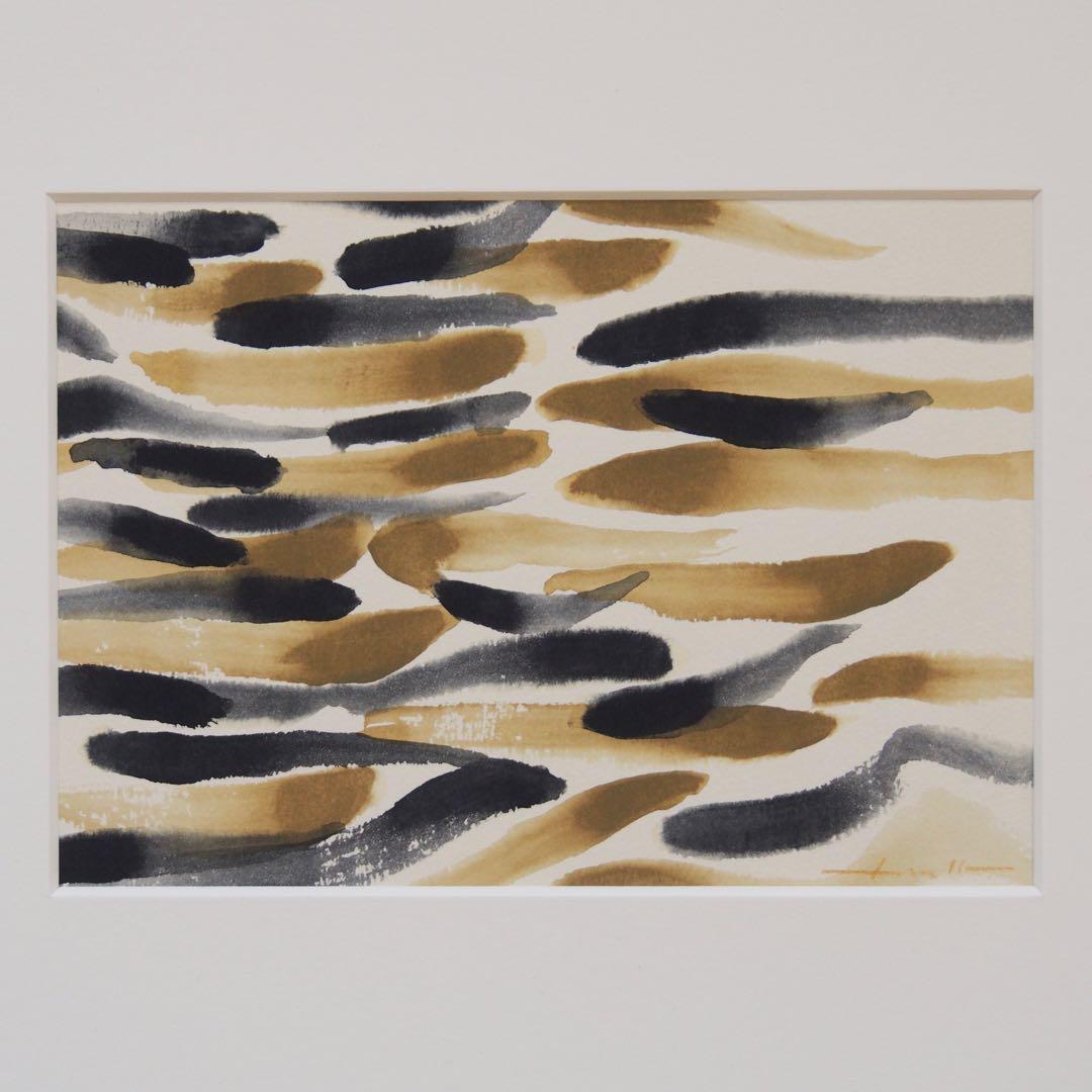 抽象画 オリジナル 作品 マット付き 絵画 現代アート Lee Ufan 風