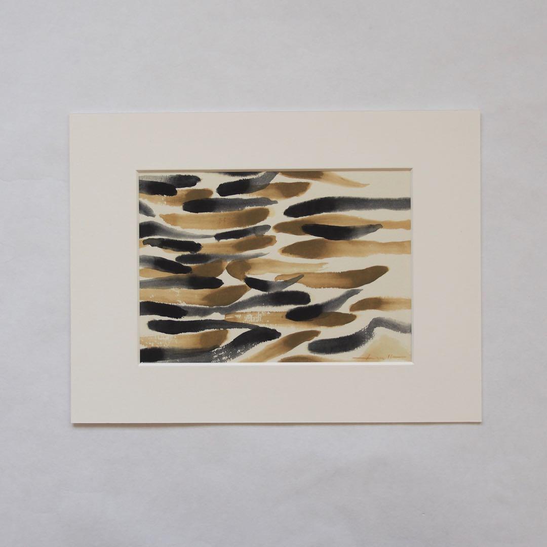 抽象画 オリジナル 作品 マット付き 絵画 現代アート Lee Ufan 風