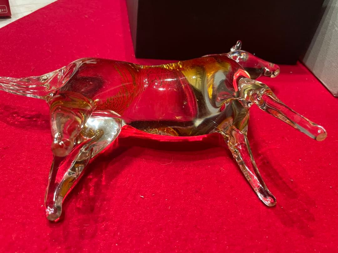◉セール！新品　粋工房 博多びーどろ 干支 午 馬 特大 工芸ガラス　金箔