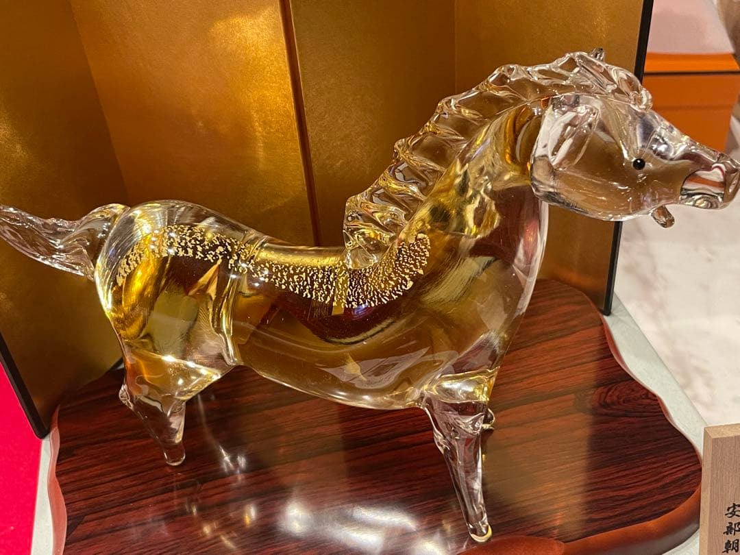 ◉セール！新品　粋工房 博多びーどろ 干支 午 馬 特大 工芸ガラス　金箔