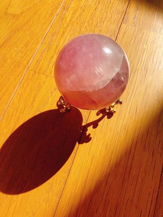 ピンク フローライト マイカ スフィア 天然石 置物