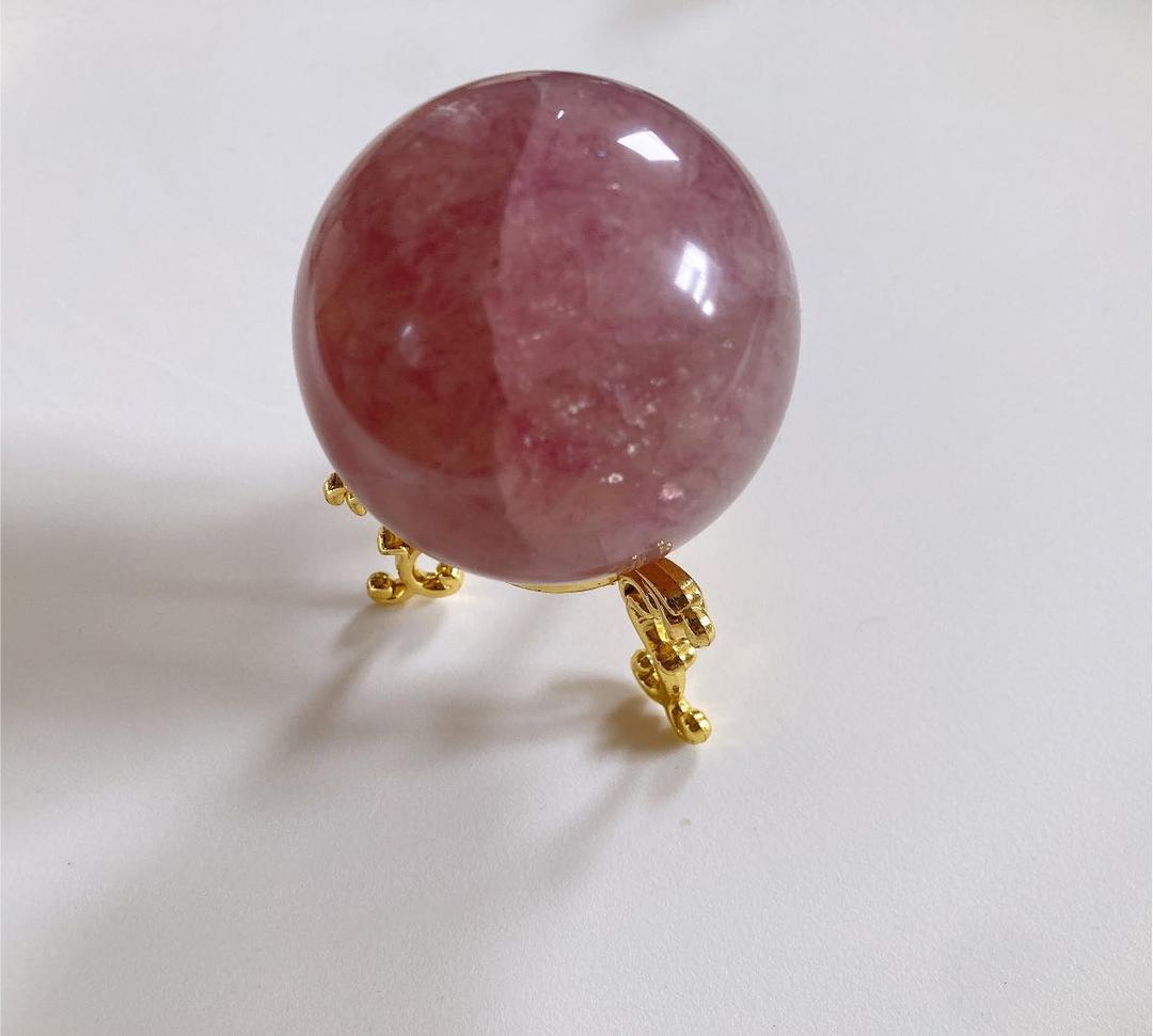 ピンク フローライト マイカ スフィア 天然石 置物
